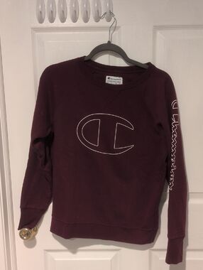 Champion Maroon Crewneck Sweatshirt with Script Logo